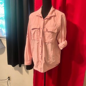 The North Face long sleeve outdoor hiking shirt with pockets. Size large